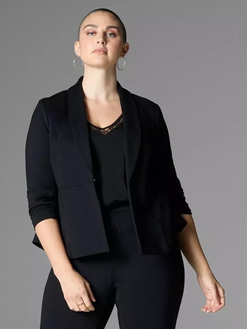 Torrid, ponte peplum black blazer